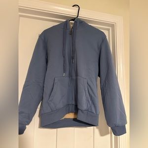 Blue Fuzzy Zip Up Hoodie